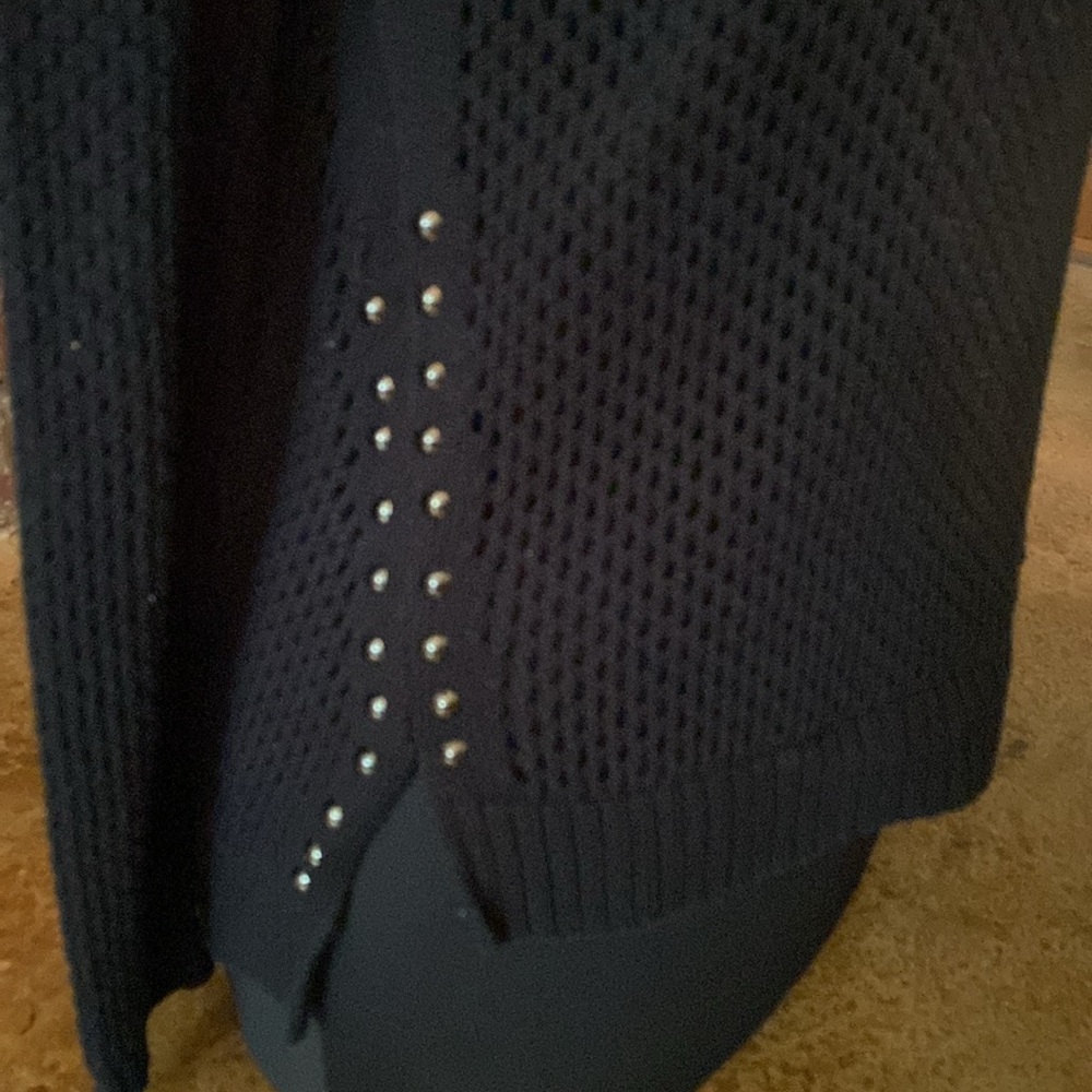 Rock & Republic black open knit studded crew neck‎ sweater - Picture 5 of 7